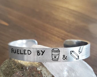 Fueled by Caffeine and Crystals Bracelet, Coffee and Magic Jewelry