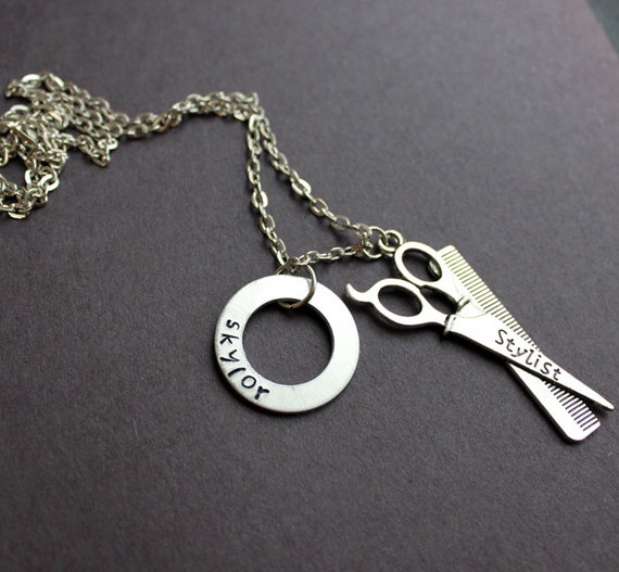 Hair Stylist Necklace Custom Name Hair Dresser Barber Etsy