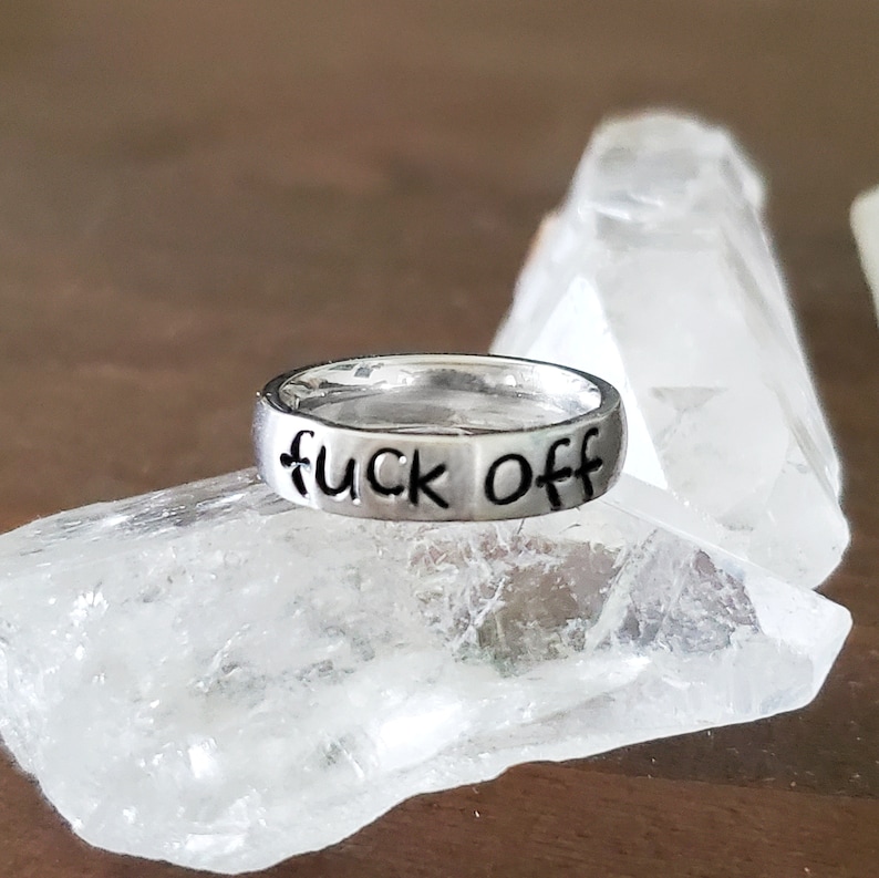 Fck Off Ring, Offensive Curse Word Jewelry, Cuss Ring, Snarky Swear Word Stacking Ring image 4