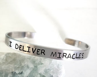 I Deliver Miracles Bracelet, OBGYN Doula Thank you Gift, OB Midwife Doctor Newborn