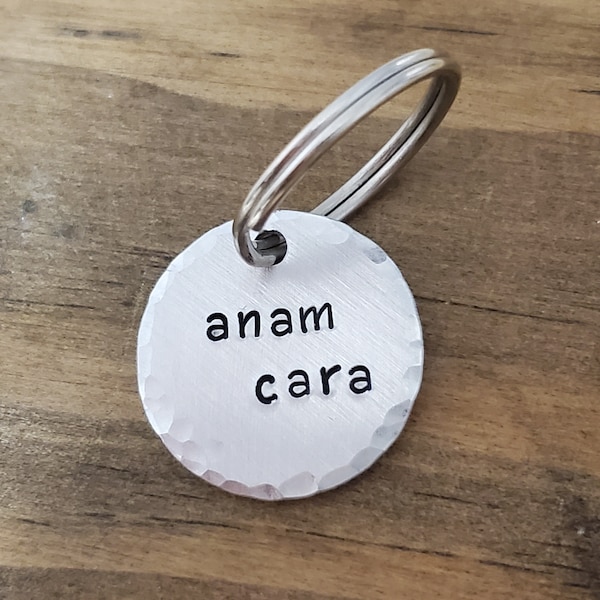 Anam Cara Keychain, Celtic Keychain, Soul Friend Gift, Key Ring, Irish Tradition, Gaelic, Simple Hand Stamped Keychain, Friendship