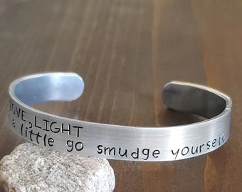 Peace Love Light, Go Smudge Yourself, Crystal Bracelet, Funny Yoga Meditation Gift