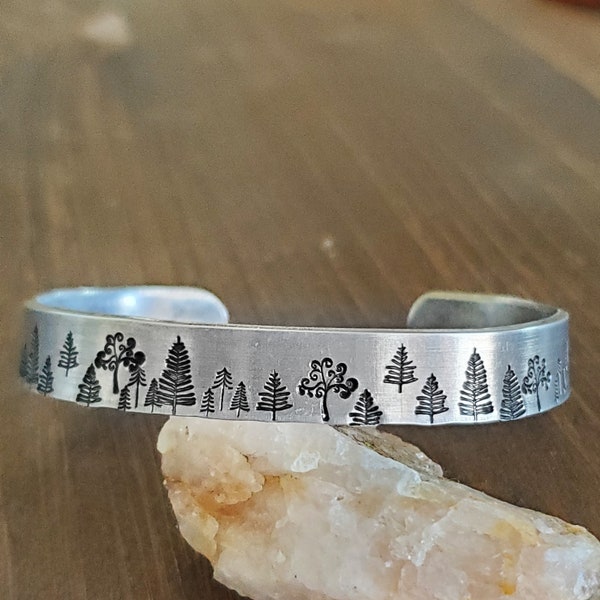 Forest Bracelet, Tree Cuff Bracelet, Nature Wanderlust Backpacking Gift