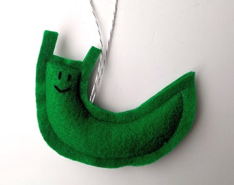Felt Green or Yellow Garden Slug Ornament Kid Friendly