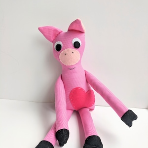 Cute Pink Pig Stuffed Animal, Chubby Pig Stuffed Animal in Polka Dot Print
