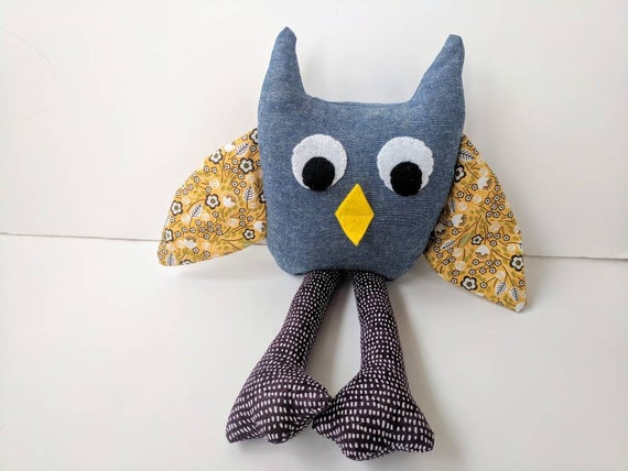 Stuffed Animal Owl Plush With Long Legs And Fun Patterned Etsy