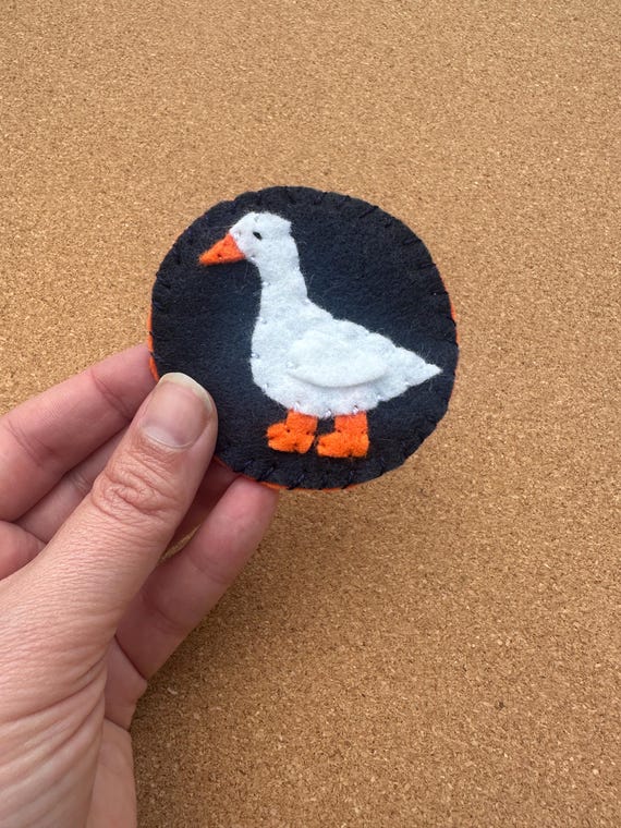 Porch goose club felt patch with pin backing