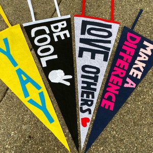 Positive And Happy Felt Motto Pennants -  24&quot; x 9&quot;