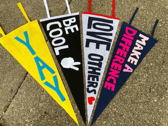 Positive And Happy Felt Motto Pennants -  24" x 9"