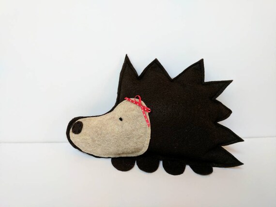 Cute Brown Felt Stuffed Animal Hedgehog