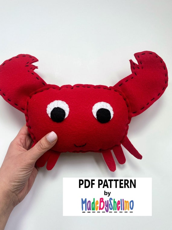 PDF Pattern - Felt Happy Crab Stuffed Animal