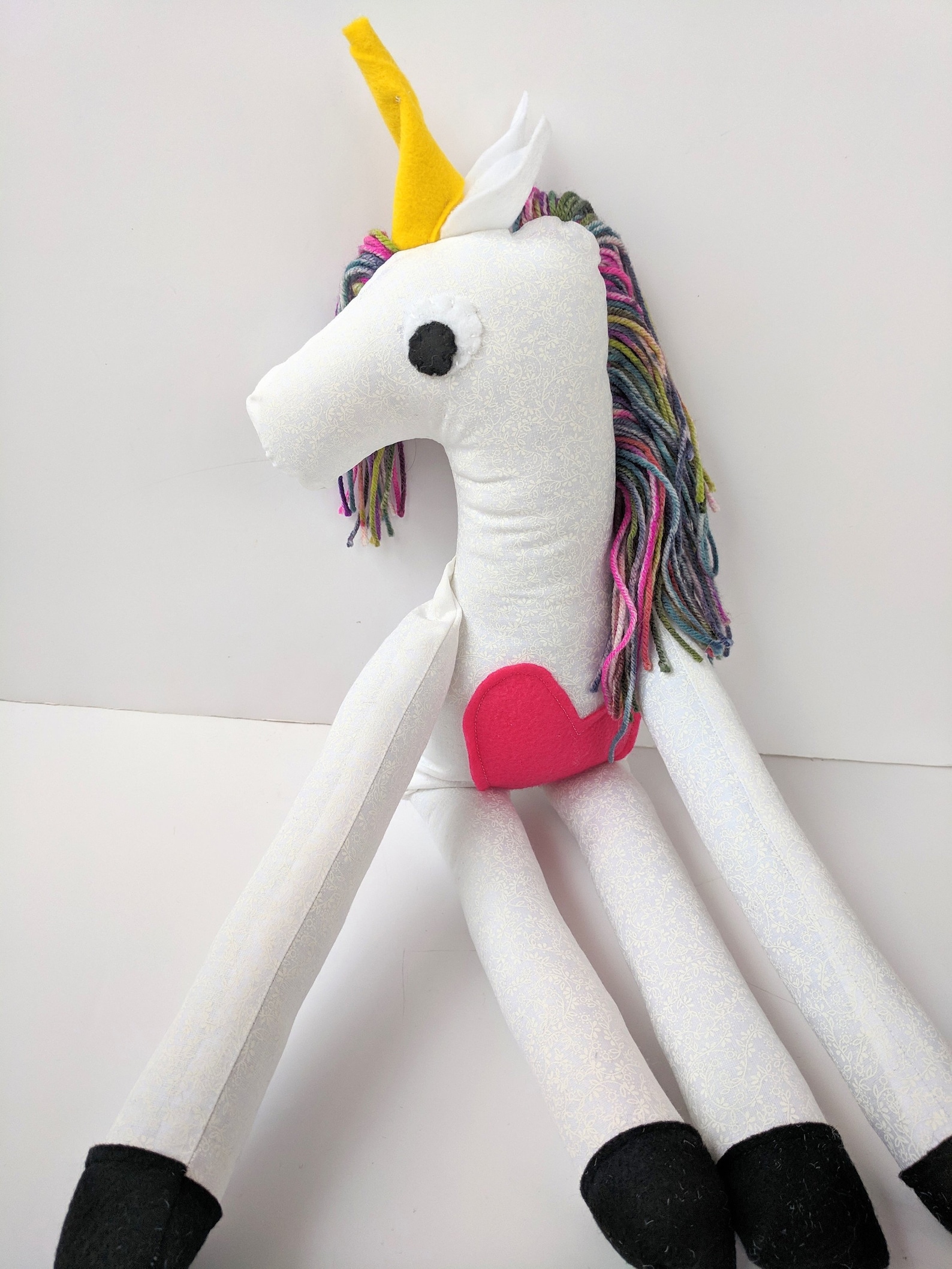 Big Unicorn Stuffed Animal Plush With Magical Yarn Rainbow Etsy