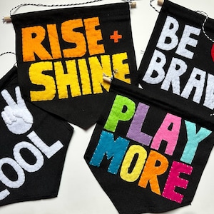 Positive And Happy Felt Motto Banners -  11.5&quot; x 11&quot;
