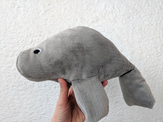 Soft Gray Manatee Plush / Gray Stuffed Animal Manatee Plush