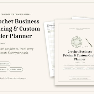 Crochet Business Pricing & Order Planner, Yarn Inventory Tracker (PDF Download)