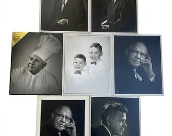 Conjunto de 7 retratos de estudio vintage de los años 50, copias originales certificadas de Richard L Alf, lote de fotografías en blanco y negro de mediados de siglo impresas en cartón grueso.