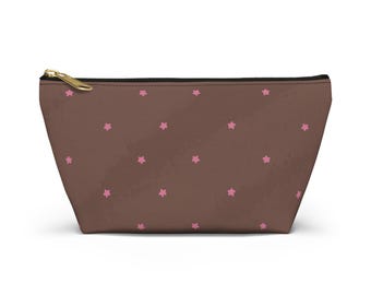 Polka Dot Stars Pouch | Brown & Pink