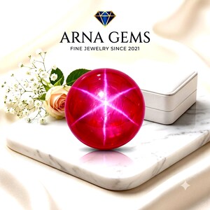 Burma-Sternrubin, 6,30 ct, natürlicher rot-rosa runder Cabochon, zertifizierter Edelstein aus Myanmar, lose, für Ring- und Schmuckherstellung, Geburtsstein für Juli, Geschenk