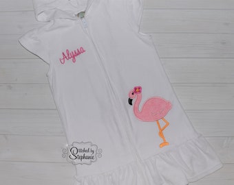 RuffleButts Girls Terry Cloth Hoodie Swim Beach Cover Up Dress