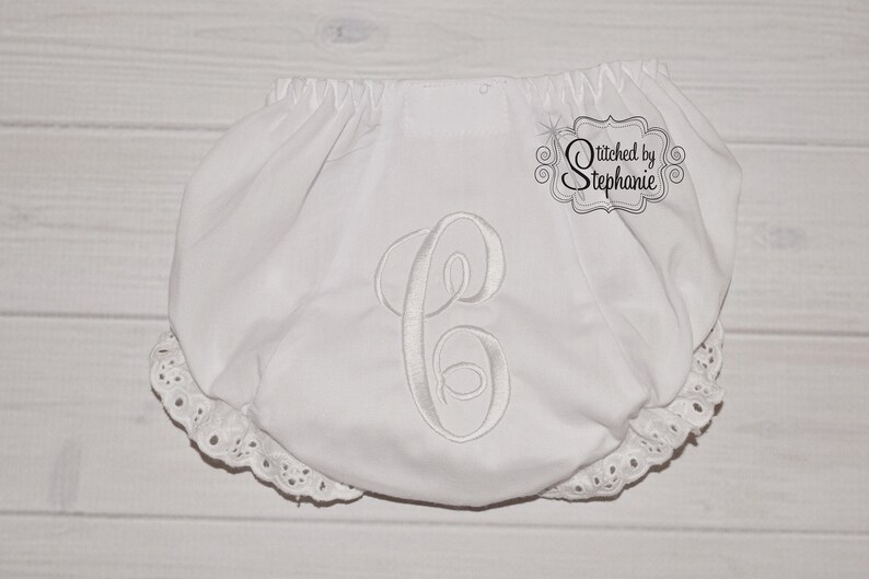 Baby Girl White Initial Bloomers Baptism Wedding Christening Etsy