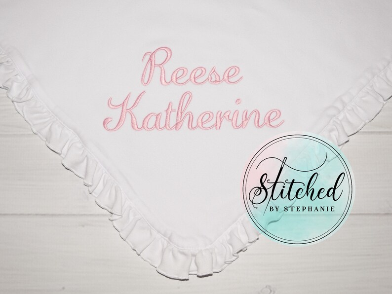 Baby Girl Ruffled Blanket Pink or White Personalized With Name Etsy