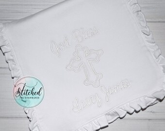 Pañuelo para eructar con cruz bordada para bebé niña, regalo personalizado para bautizo
