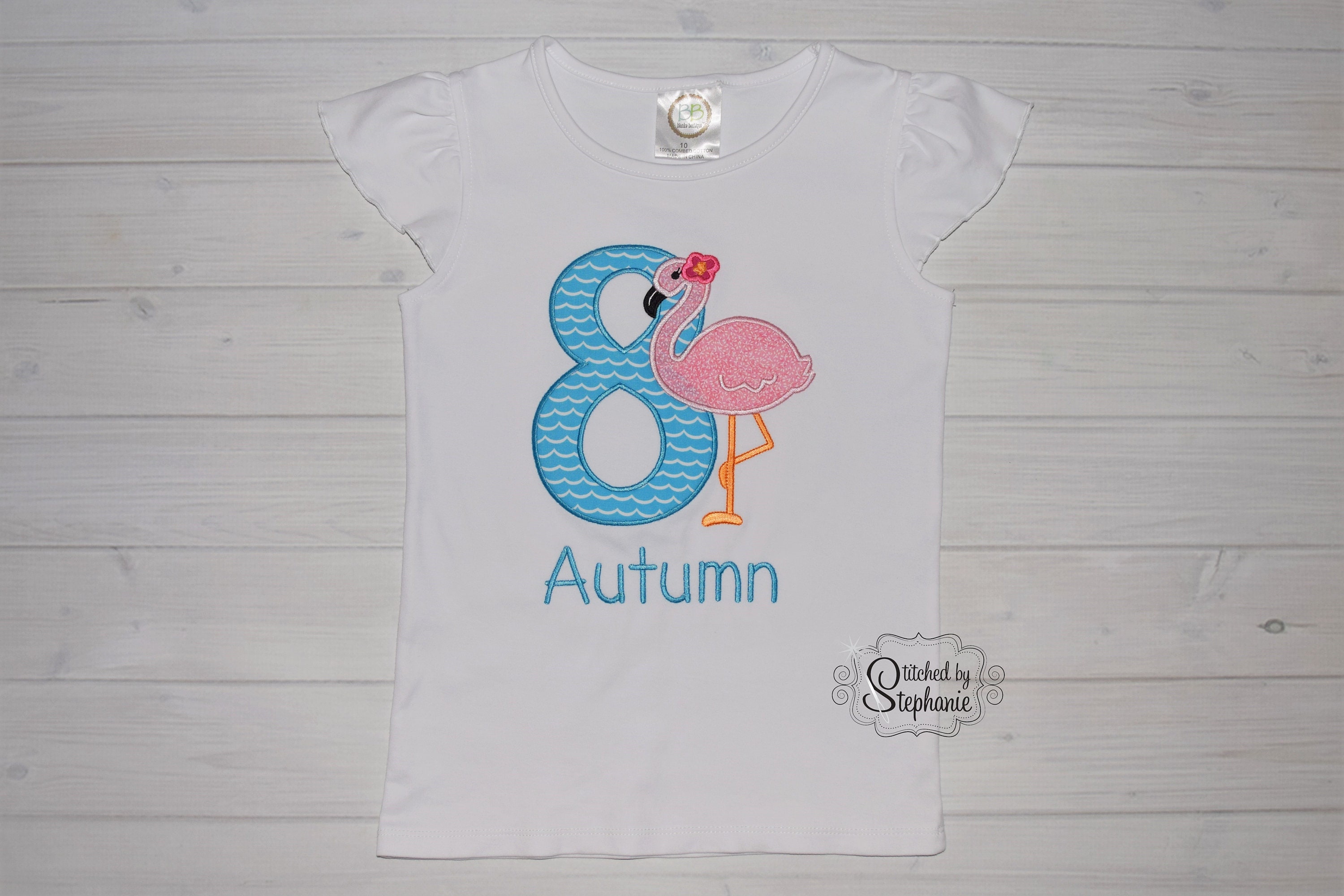 Girls Flamingo Pattern Button-placket Sleevless Polo Shirt main image 0
