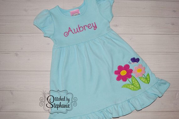 Aqua butterfly floral embroidered best sale dress