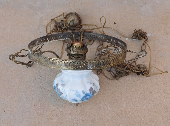 Antique Victorian Ceiling Lamp Hanging Electric Parlor Library Etsy