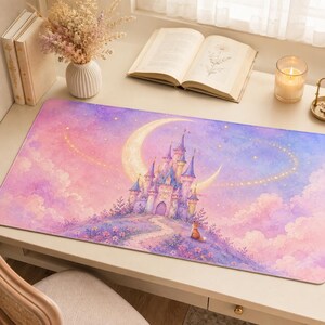 Dreamy Castle Moon Desk Mat | Pastel Fantasy Mouse Pad