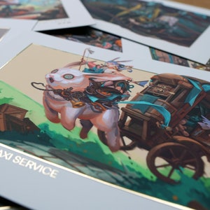 Set di carte artistiche 5x7 in lamina d'oro, avventura, fantasy, gioco di ruolo, arte originale