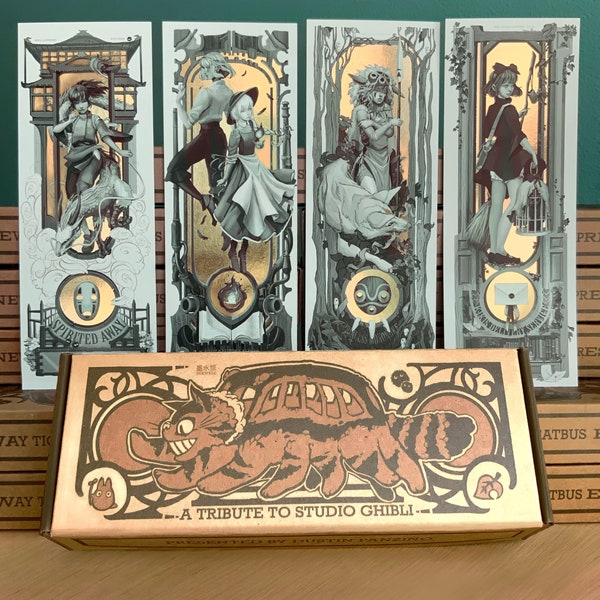 Art Nouveau Gold Leaf Art Print Set