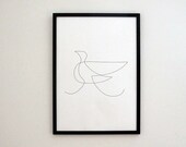 Bird art, Picasso inspired, Childish art, Black white art, wall art, nursery wall art, digital art prints