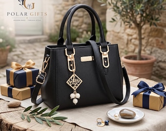 Structured Leather Satchel Bag, Large Capacity Work Tote, Top Handle Crossbody Purse, Chic Everyday Shoulder Bag, Elegant Gift for Her