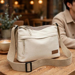 Bolso bandolera de lona para mujer, bolso de hombro con múltiples bolsillos, bolso de mano de gran capacidad para uso diario.