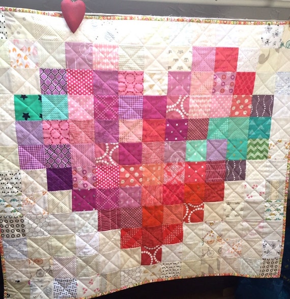 Bespoke quilt Throw Handmade to Order Nursery Decor Twin quilt Patchwork quilt quilted blanket Custom Made Quilt Heart Quilt