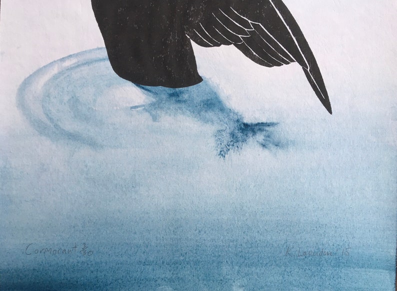 woodcut print Cormorant
