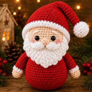 virkmönster, amigurumi jultomten, jul, present, juldekorationer gör-det-själv,