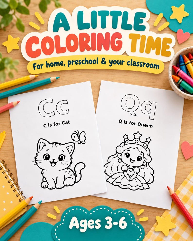 Alphabet Coloring Pages A-Z for Kids , 26 Printable Letter Designs, A4 ...