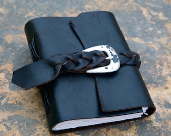 Mystery Braid - Leather Bound Journal - Black - Diary - Notebook - Sketchbook - 5"x6"