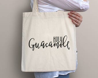 holy guacamole tote bag - grocery bag - grocery tote - fun tote bag - holy guacamoly - canvas tote - canvas bag - market bag
