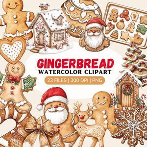 Gingerbread watercolor clipart - gingerbread png - gingerbread cookies - gingerbread party - gingerbread woman png - gingerbread house -