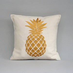 Pineapple Pillow cover, gold pillow, pineapple cushion, throw pillow, metallic gold pillows, 16x16, 18x18, 20x20, 24x 24, 26x26