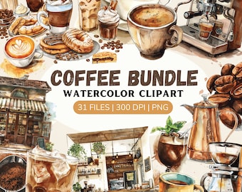 Watercolor Coffee Cart Clipart | breakfast and espresso coffee cart | Coffee shop | Ice Coffee PNG | instant download for commercial use