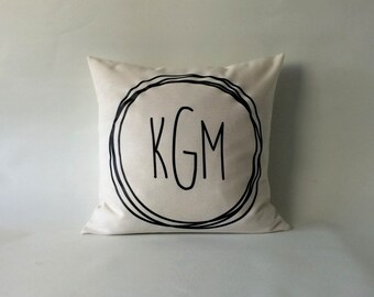 Monogrammed pillow - Modern monogram pillow - 16x16 18x18 20x20 24x24 -  Monogrammed Pillow - Cushion Monogram - pillow cover monogram