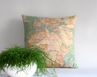 World Map pillow cover – Throw pillow cover – Cushion cover - 16x16 18x18 20x20 24x24 26x26 inch – map cushion