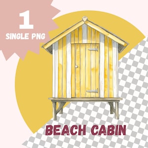 Beach Hut Clipart, Watercolor PNG Images, Beach cabin clipart, Digital Download Scrapbooking, Craft Projects, Commercial Use