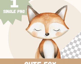 Imágenes prediseñadas de zorro lindo, ilustraciones de zorros en acuarela, gráficos de animales del bosque, descarga digital para baby shower, scrapbooking, invitaciones DIY
