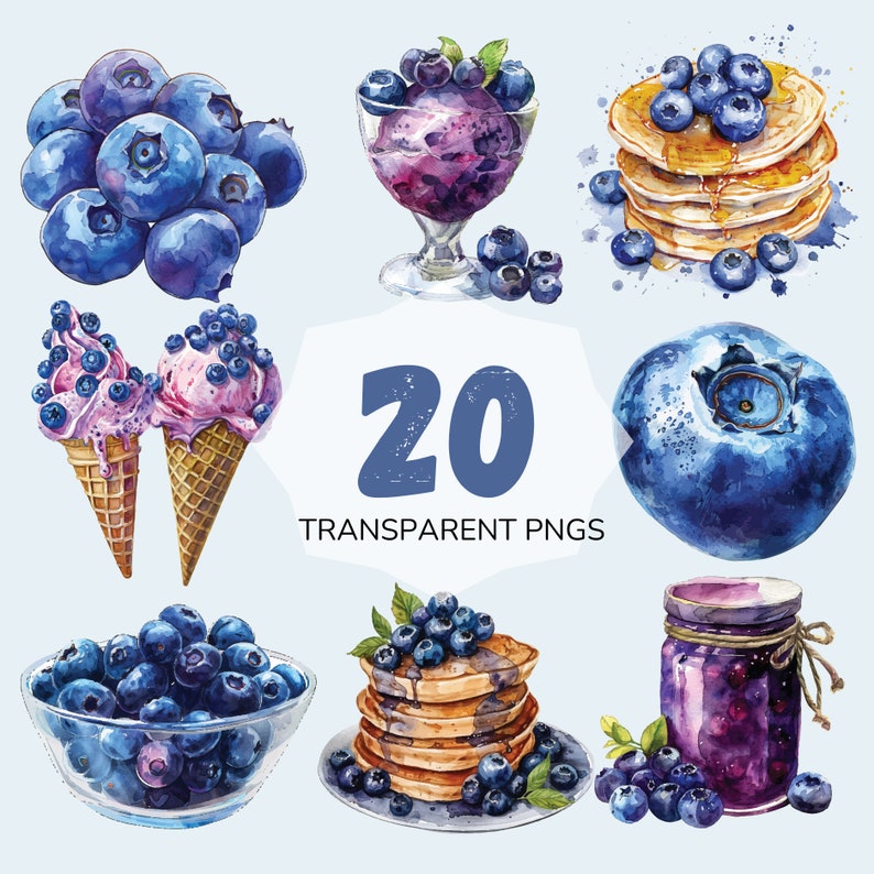 Clipart Blueberry Watercolor Png | Blueberries | Digital Png ...