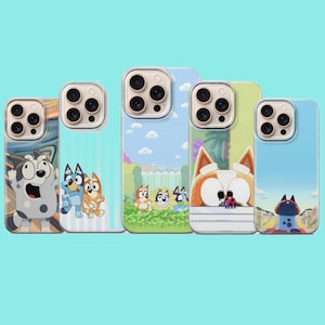 May include: Five smartphone cases featuring various cartoon dog characters. The designs include a parody of The Scream painting, vertical blue stripes with two dogs, a garden scene with three dogs, a close-up of a dog with a ladybug, and a dog with headphones.